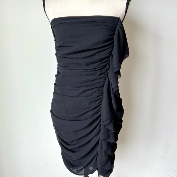 EXPRESS Black Strapless Ruched Chiffon Sheath Mini Dress—SZ. 6 - Picture 14 of 14